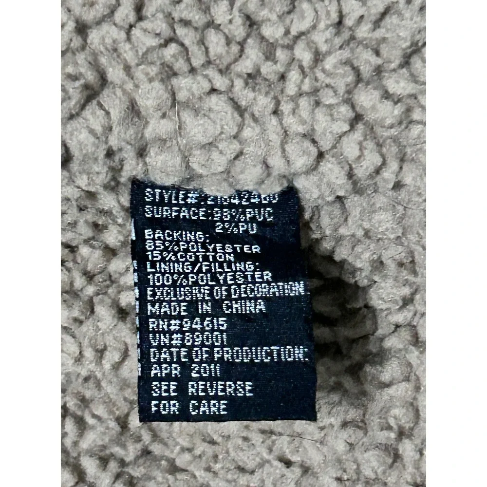 Hawke & Co Kids Black Faux Leather Sherpa Lined Hooded Jacket 3T 21042400 - Picture 3 of 5